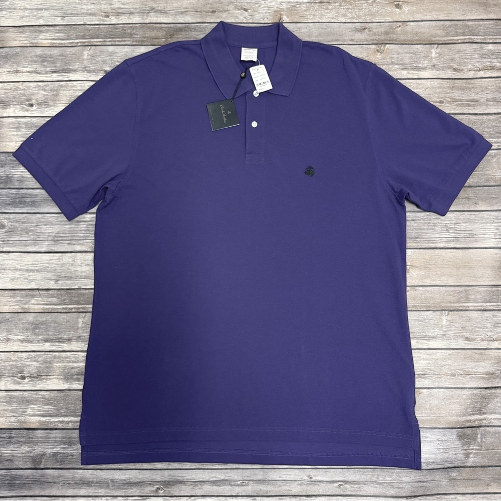 Brooks Brothers Purple Performance Pique Short Sleeve Cotton Logo Polo New XL